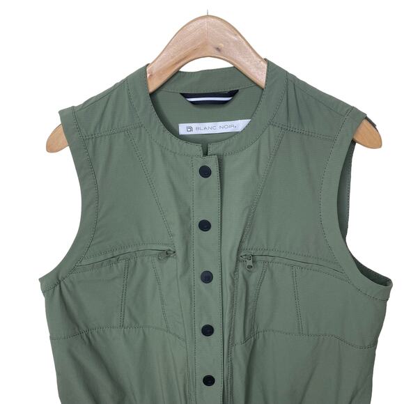 BLANC NOIR Caravan Short Sleeve Button Up Romper Army Green Size Small - Picture 4 of 14